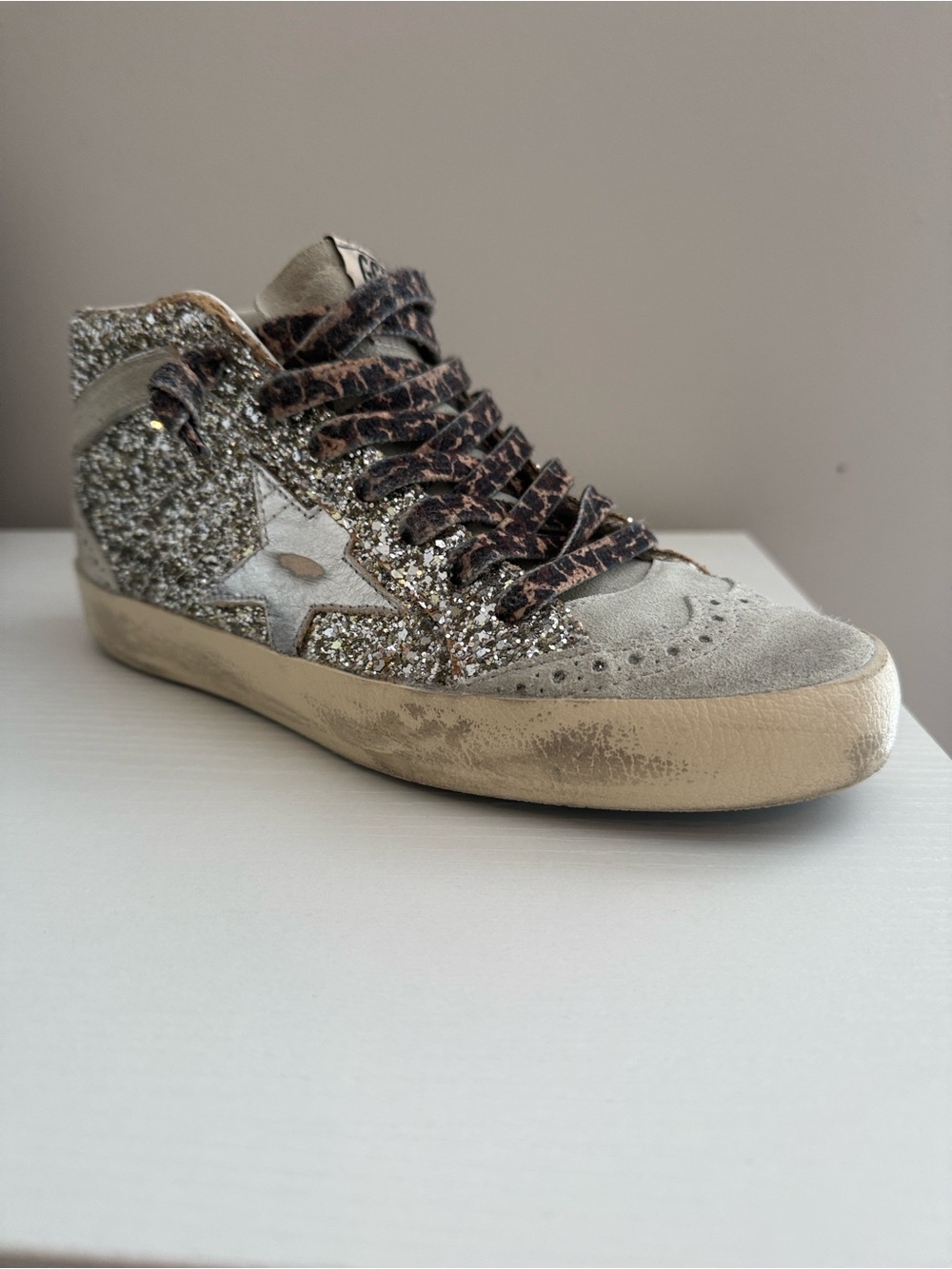 Golden Goose Mid Star Classic Double Wave Sneakers - Platinum Grey Silver Black